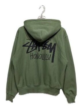 Stussy Olive Green Hoodie with Black Back Graphic